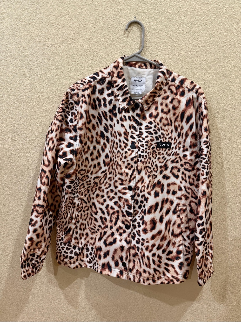 RVCA Leopard Print Coach Jacket - Cream, Brown, Black